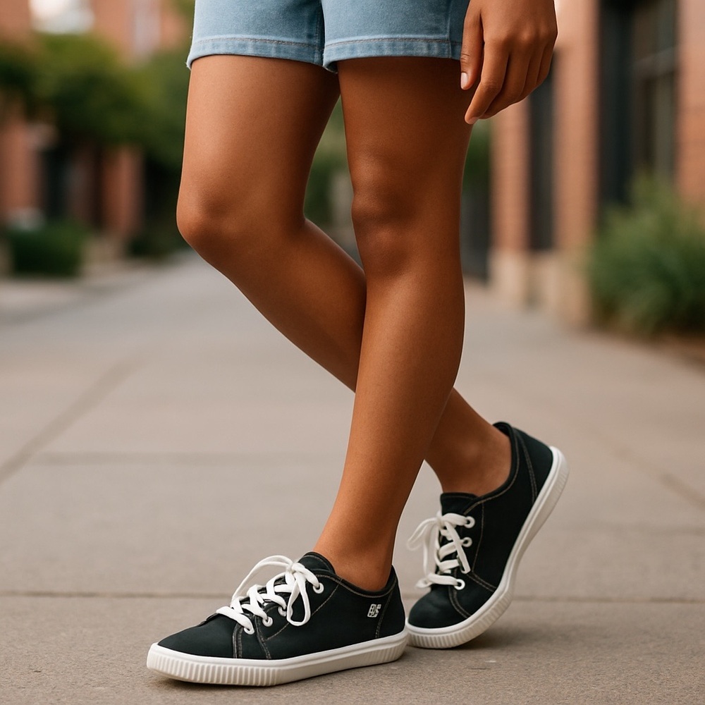 Hurley Women’s Cica Style Sneakers Black White Lace-Up Size 6.5 - Picture 2 of 8